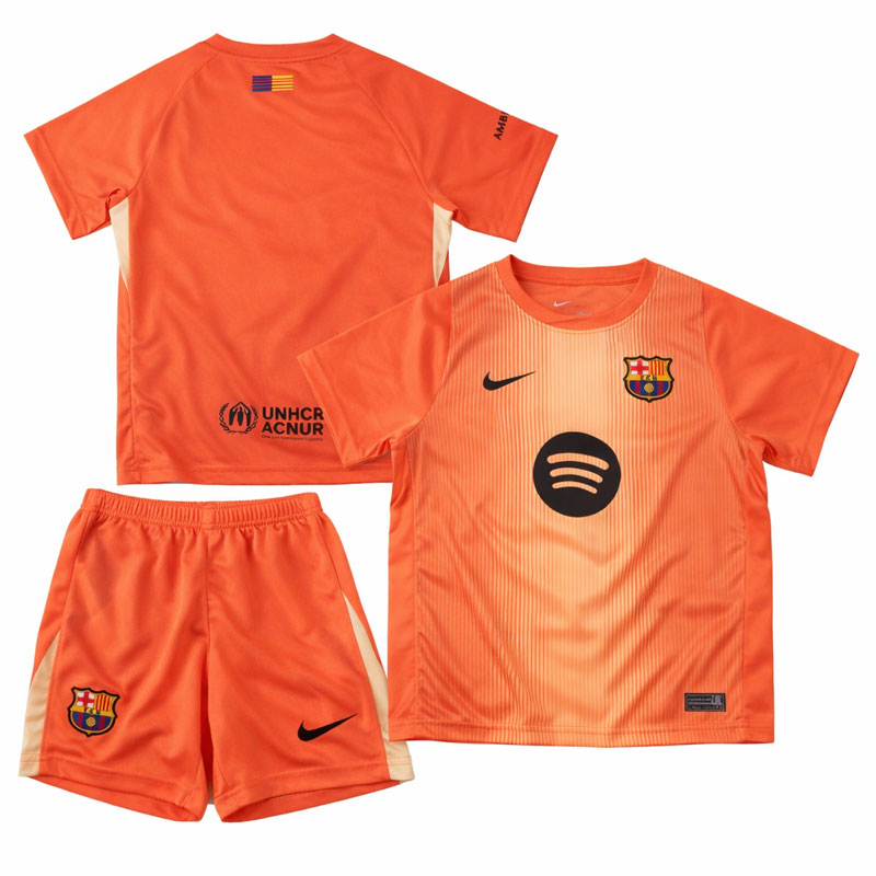 Barcelona dětský fotbalový dres brankáře 2025/26 - oranžový triko a šortky