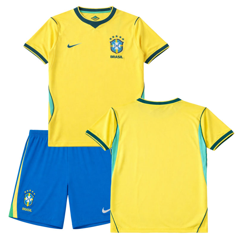 Brazílie 2026 dětský domácí dres – žlutý fotbalový komplet triko + šortky