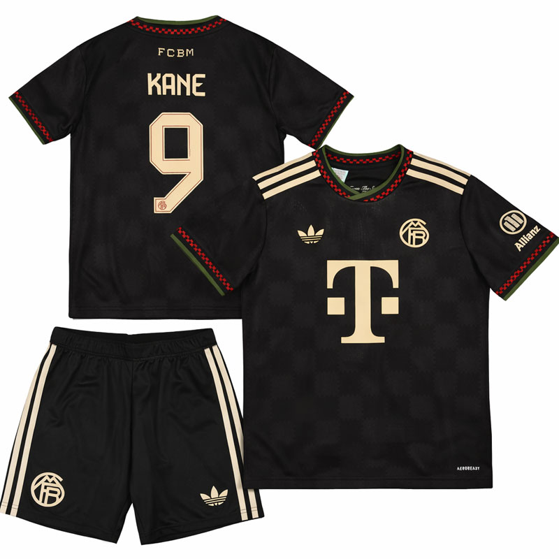 Dětský třetí dres Bayern Mnichov 2025/26 – černý fotbalový set Kane 9