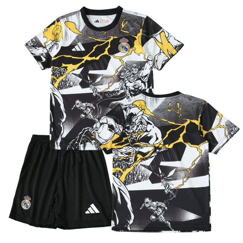 Real Madrid 25/26 x Marvel dětský fotbalový dres – trikot a šortky