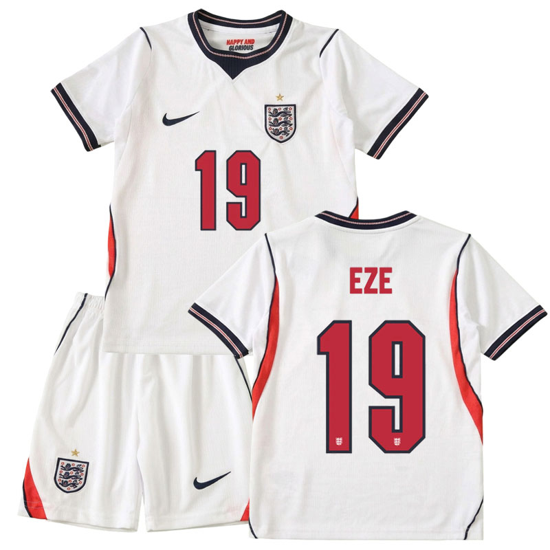 Anglie 2026 domácí dětský fotbalový set – dres EZE 19 krátký rukáv