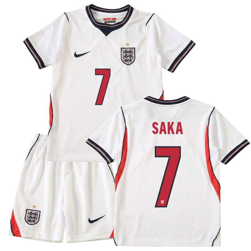 Anglie MS 2026 dětský fotbalový dres – sada Saka 7 triko a kraťasy
