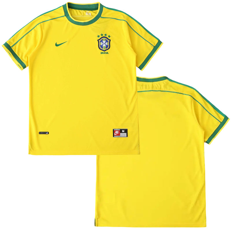 Brazílie 1998 domácí retro dres – žlutý fotbalový dres pro muže