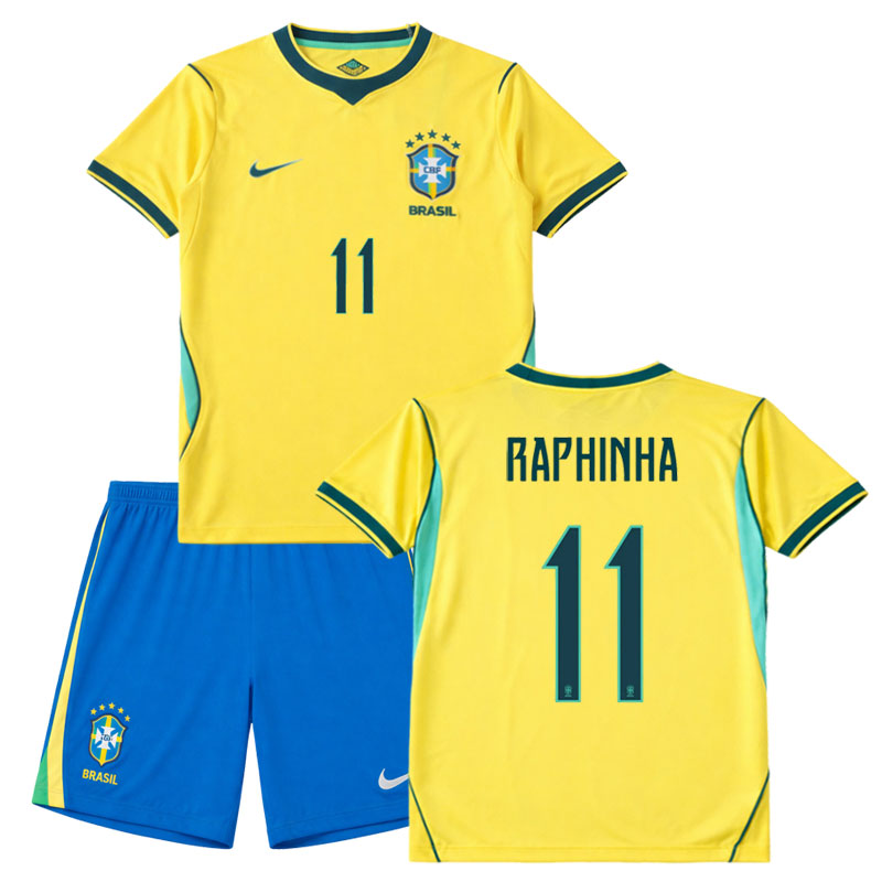 Brazílie dres pro děti 2026 Raphinha 11 – domácí fotbalový set MS 2026