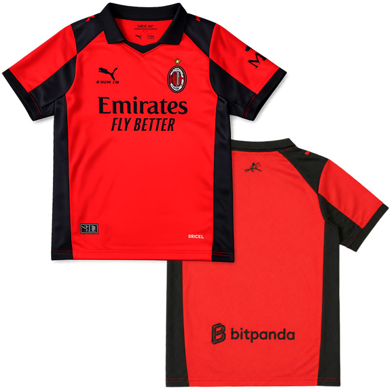 AC Milan x Slam Jam 25/26 čtvrtý fotbalový dres - červený krátký rukáv
