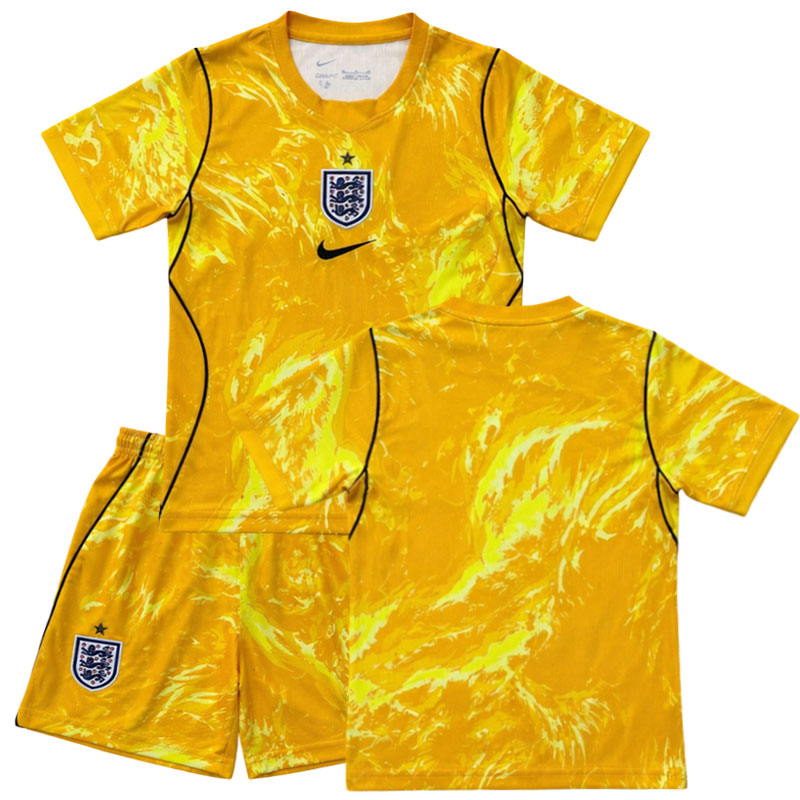Anglie MS 2026 dětský brankářský dres - žlutý komplet s kraťasy
