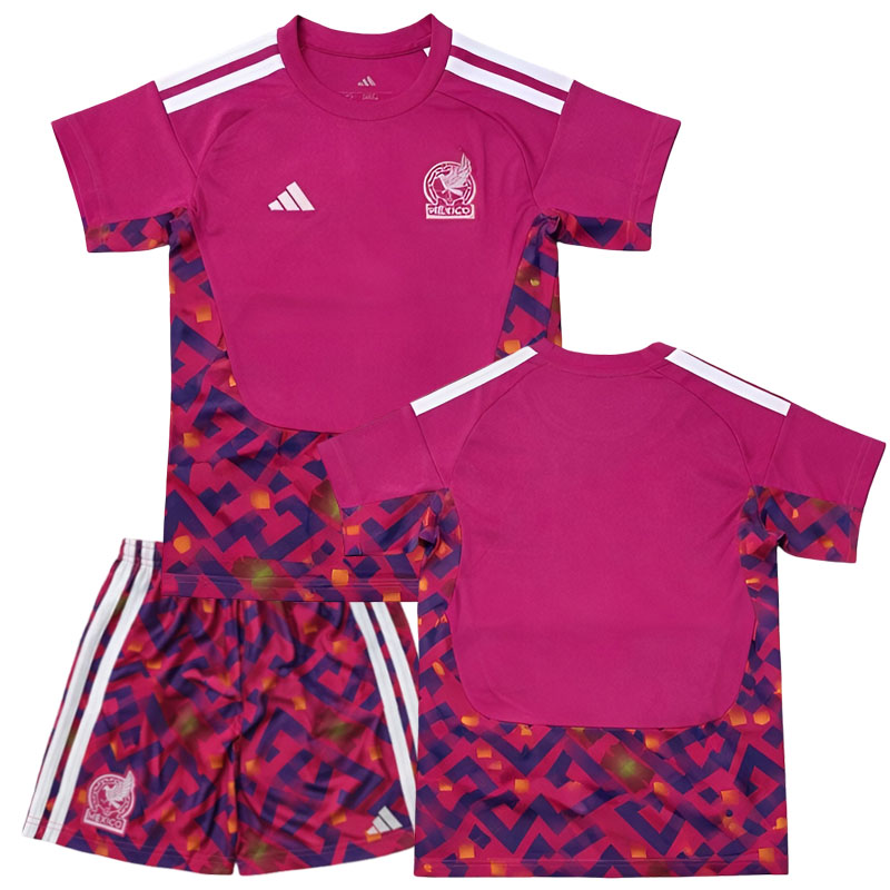 Dětský brankářský dres Mexiko MS 2026 – růžový komplet s kraťasy