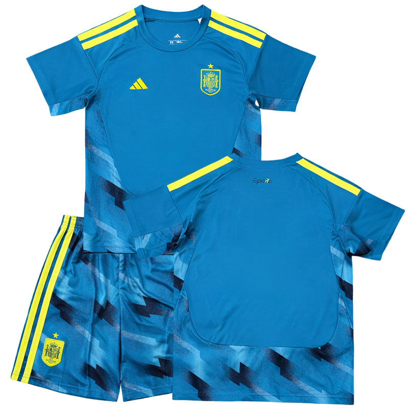 Dětský brankářský dres Španělsko 2026 - modrý set s kraťasy