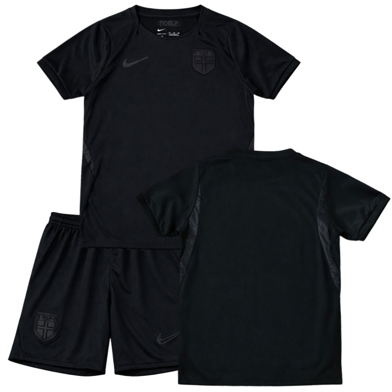 Dětský fotbalový set Norsko venkovní MS 2026 – černý dres a kraťasy
