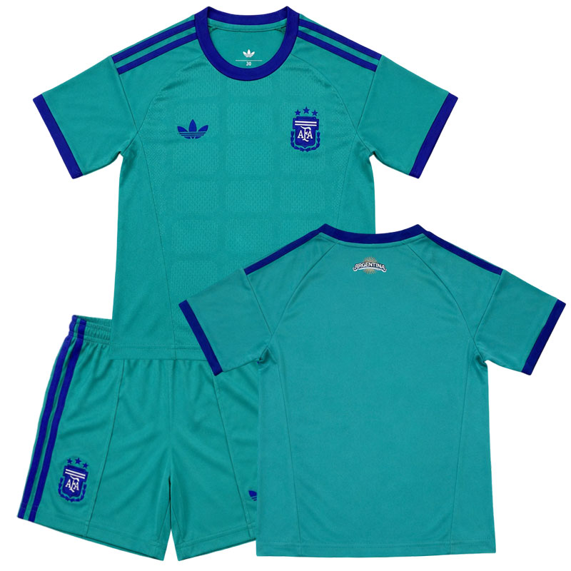 Dětský brankářský dres Argentina 2026 - zelený fotbalový set
