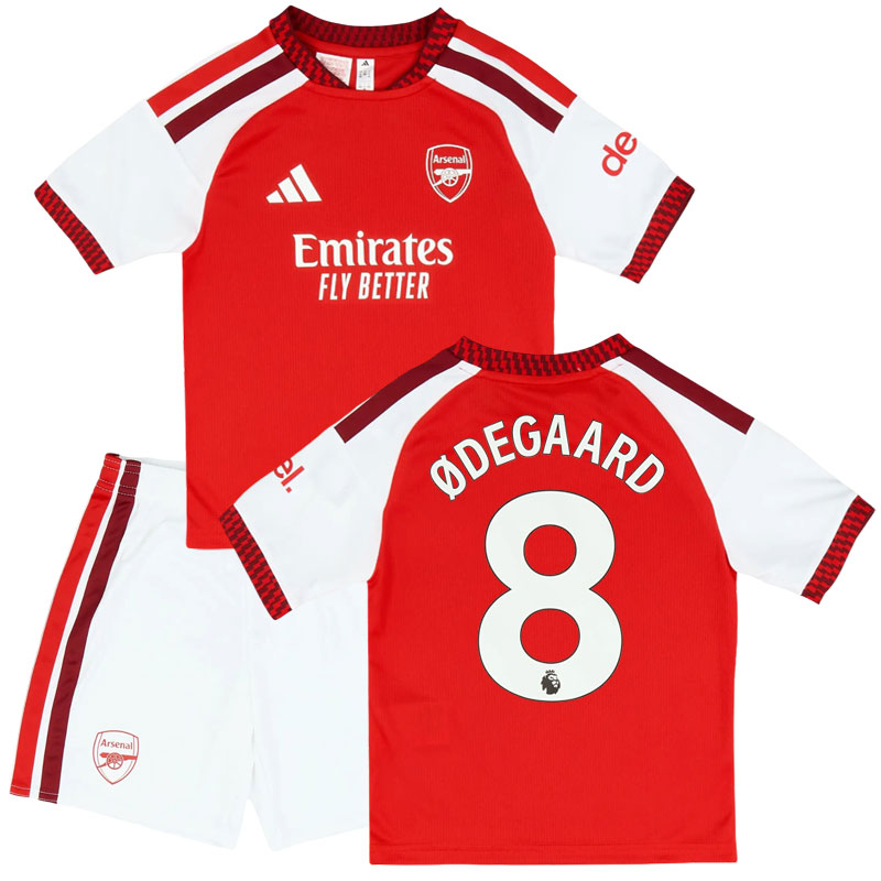 Arsenal FC 2026/27 domácí komplet pro děti Ødegaard číslo 8 – dětský dres a kraťasy