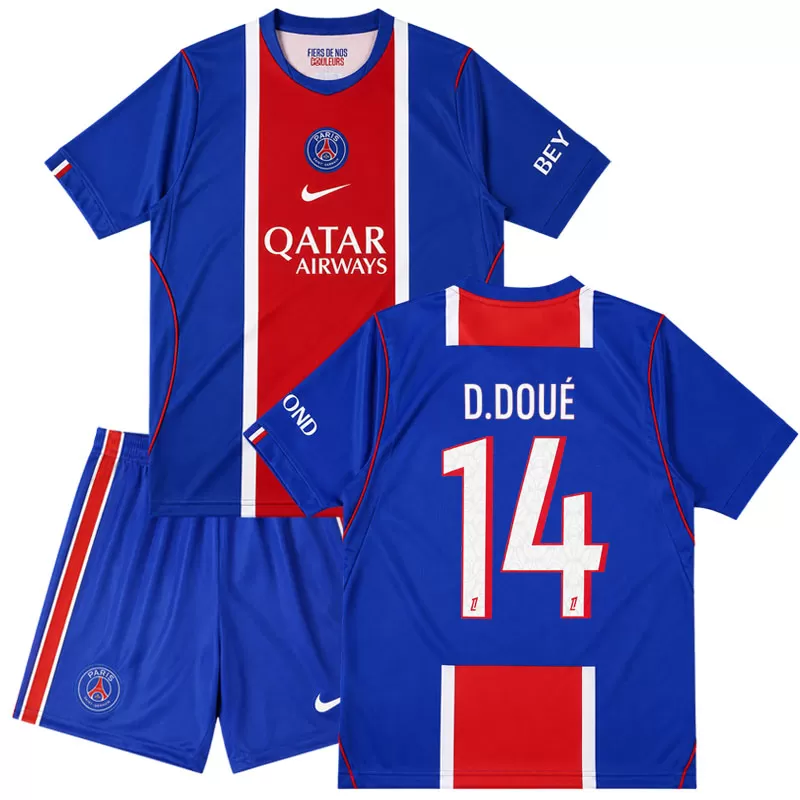 Dětský fotbalový komplet PSG 2026/27 - D.Doué 14 domácí dres a šortky