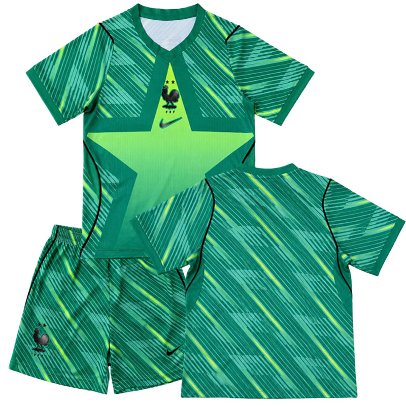 Francie 2026 dětský brankářský dres - zelený fotbalový set pro děti
