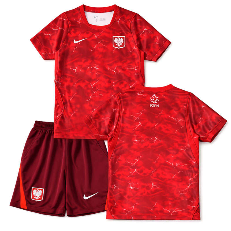 Koupit dětský dres Polsko 2026/27 venkovní - červený fotbalový komplet