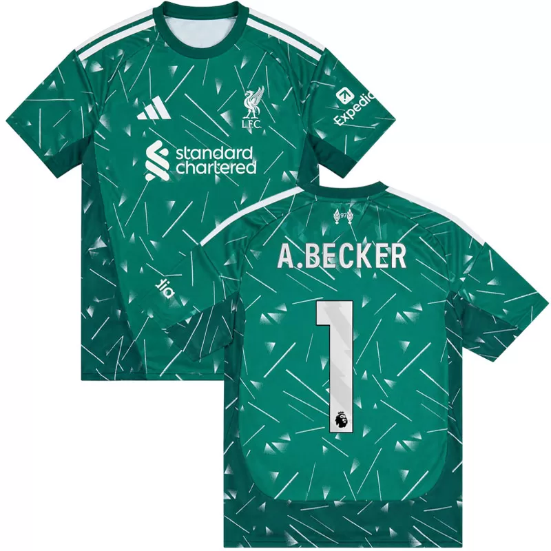 Liverpool 2026/27 brankářský dres A. Becker 1 - zelený fotbalový dres pro muže