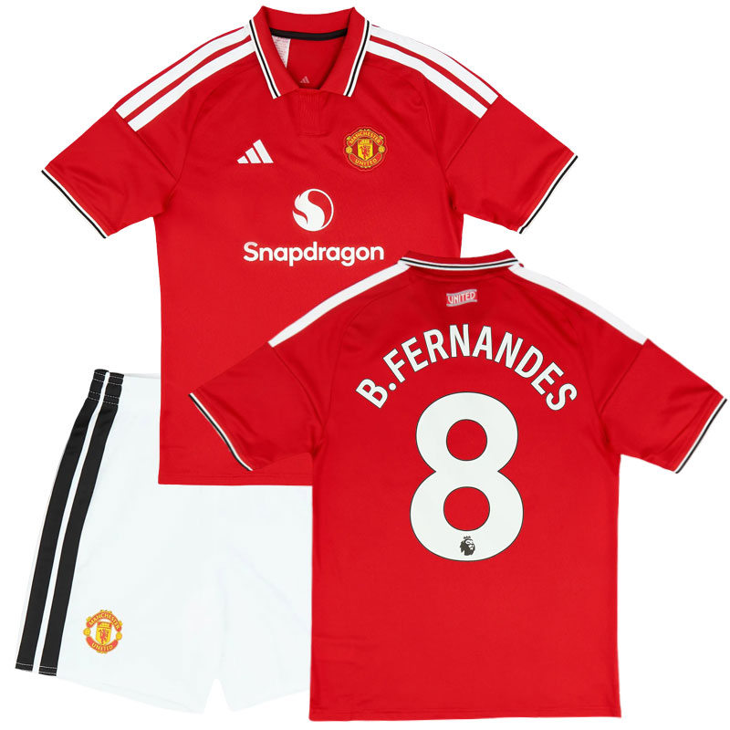 Manchester United 2026/27 dětský fotbalový dres B. Fernandes 8 - domácí komplet s trenýrkami