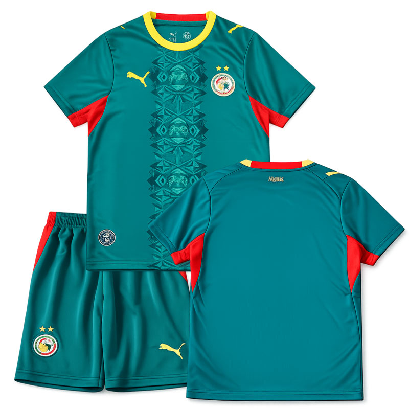Senegal MS 2026 dětská venkovní fotbalová sada – zelený dres a kraťasy