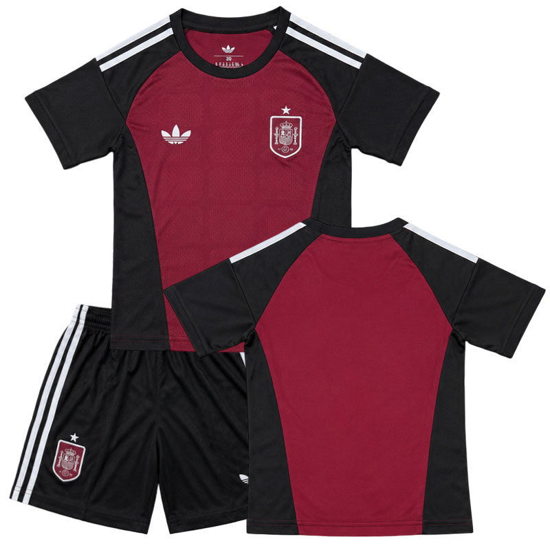 Španělsko 2026 brankářský dres pro děti - černo-červený set
