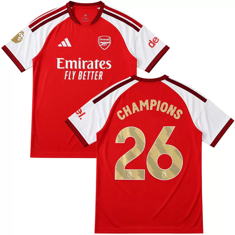Arsenal 2026/27 domácí fotbalový dres - Champions 26 na zádech