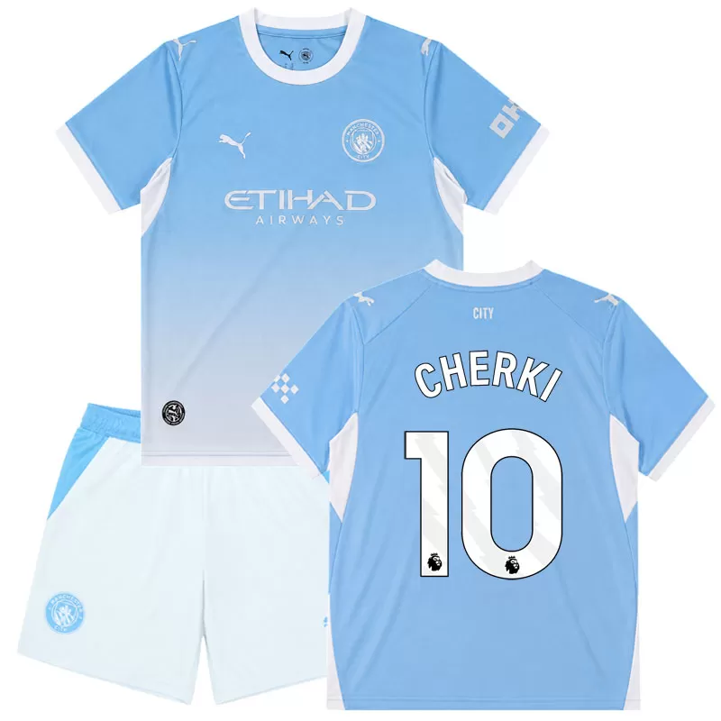 Dětský fotbalový dres Manchester City 2026/27 CHERKI 10 – domácí komplet s trenýrkami