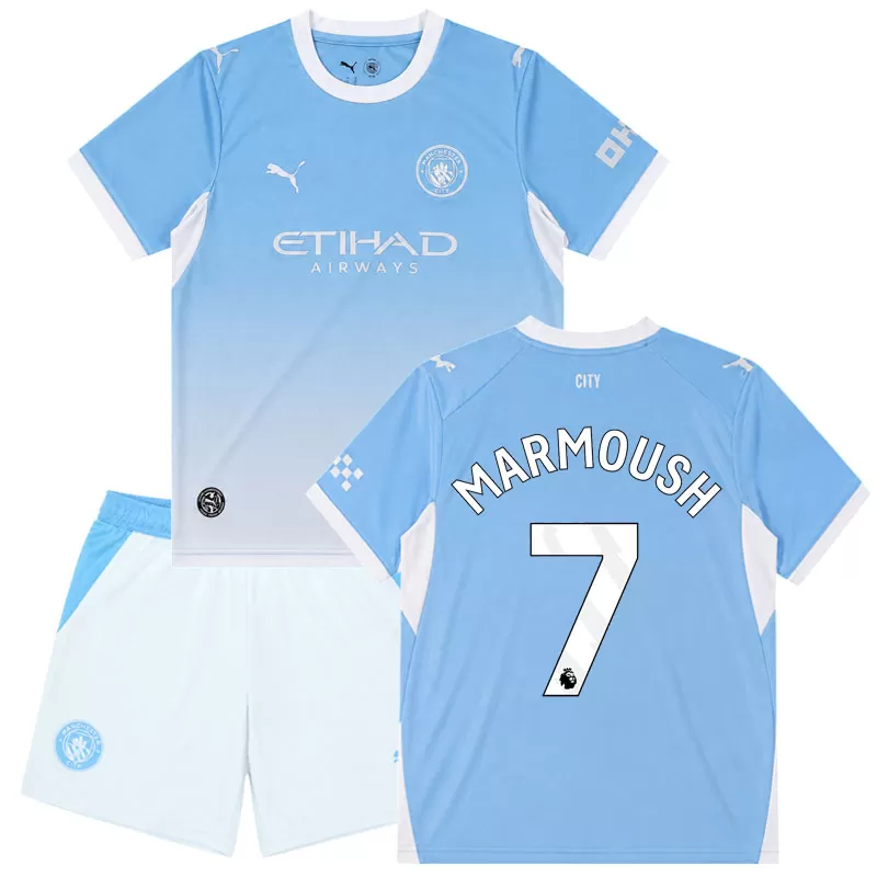 Man City 2026/27 domácí fotbalový komplet pro děti - MARMOUSH 7 na zádech