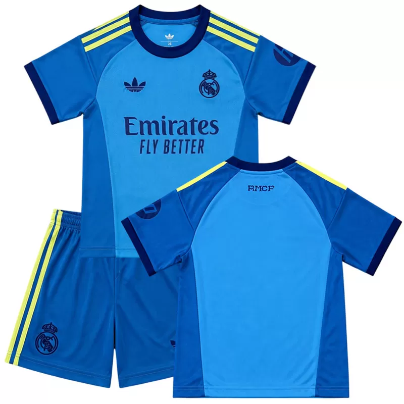 Modrý dětský brankářský dres Real Madrid 2026/27 - fotbalový set pro děti